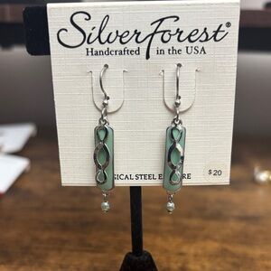Silver Forest Mint and Silver Earrings